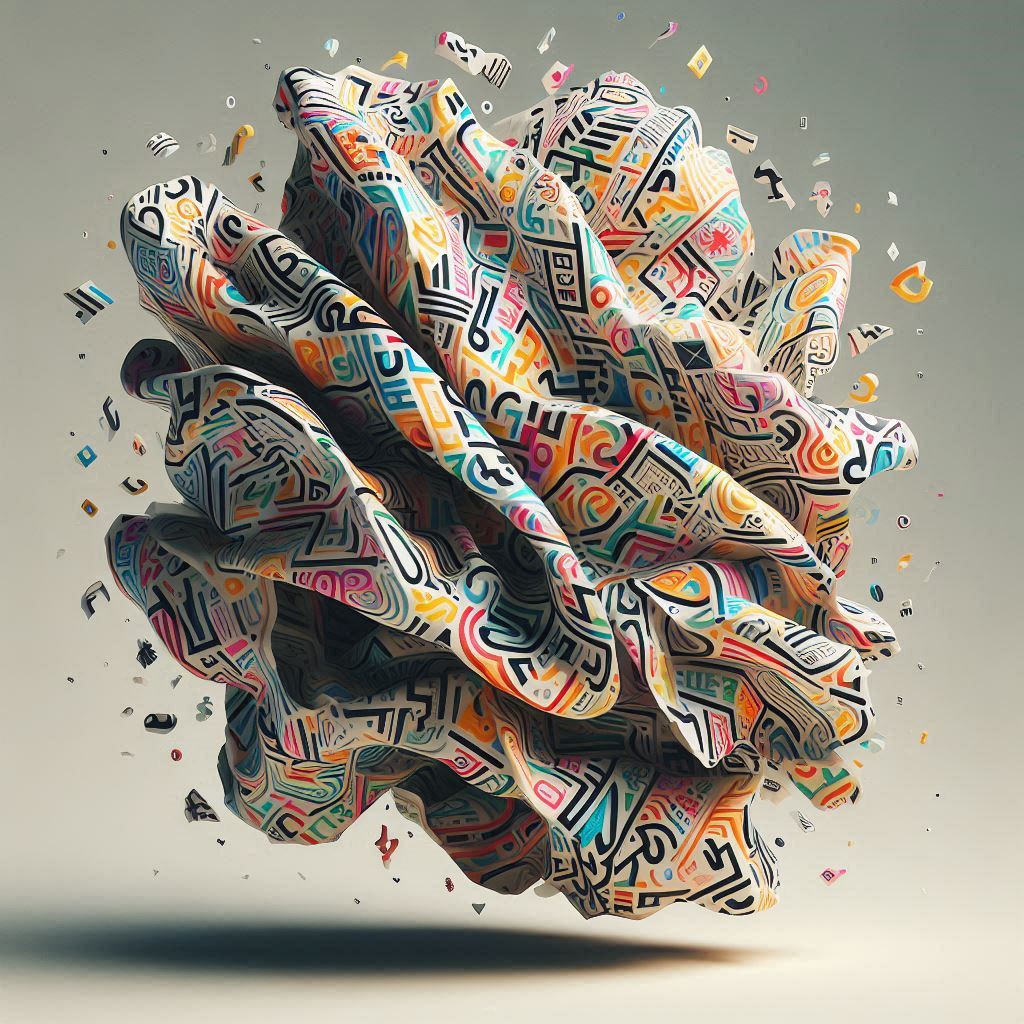 crumpled language AI art
